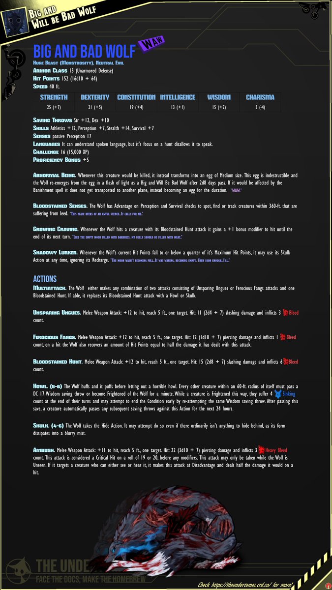 undertomesThe's tweet photo. A littler thing to keep ya'll fed and to improve the amount of Wondrous Pets/Creatures we have! What do you think of these smaller releases along the week's going? Would ya'll like to see more? We're open for opinions on that!

#LCB #LimbusCompany #DnD #5e [1/2] https://t.co/GTrEVZKBeu