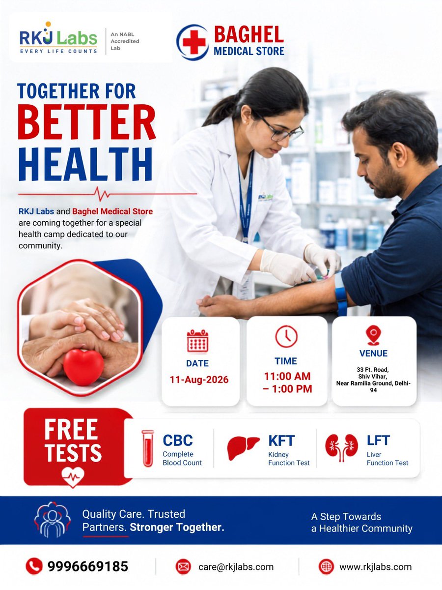 RKJLabs's tweet photo. A day dedicated to care. ❤️

On 5 Aug, RKJ Labs conducted a Free Health Test Camp at Anand Aangan Elderly Home, Sector 105, Noida, under our 1 Million Free Tests Mission.

Because healthcare should reach those who need it most.

Every Life Counts. 💙

#RKJLabs #FreeHealthCamp https://t.co/oZ6CMR4Wxr