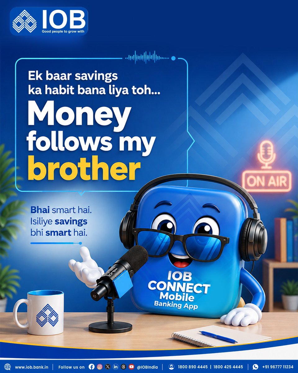 IOBIndia's tweet photo. Bhai smart ho, toh savings bhi smart honi chahiye. ๐
Apni savings ko rakho smart, simple aur always within reach with IOB.
#IOBConnect #IndianOverseasBank #MoneyFollowsMyBrother #Trend #Ravikishan #MoneyFollows #Memes #DFS #RBI #IOBIndia #IOBForYou https://t.co/WF7s3ElJRZ