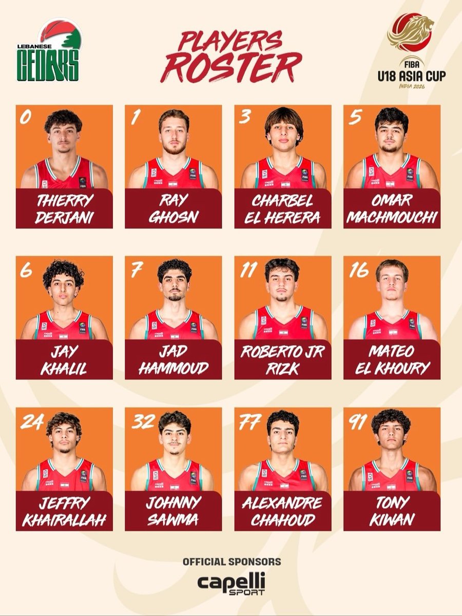 GeorgeBoulos_'s tweet photo. Young Cedars Ready 👊

We play Bahrain, Syria and New Zealand in Group B starting Thursday the 13th. 

Previous H2H youth results 👇

LBN 68-70 BRN | 2025 U16 Asia
LBN 79-71 SYR | 2026 U18 WABA
LBN 62-89 NZL | 2022 U16 Asia

#U18AsiaCup #FIBA #Lebanon https://t.co/ZIIvj9vgOt