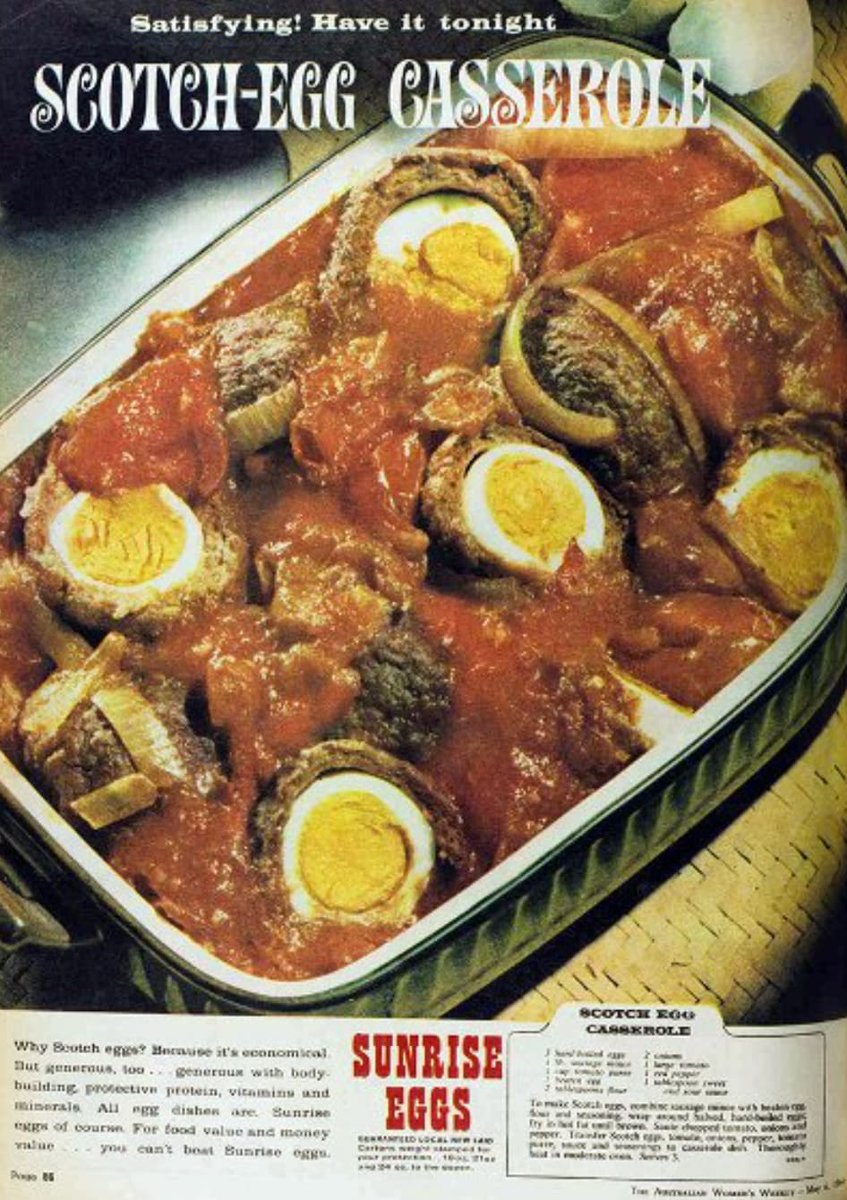 YesterdaysBrit1's tweet photo. I like Scotch Eggs, but I'm not sure that I'd put them in a casserole... https://t.co/6Llfr62YC0