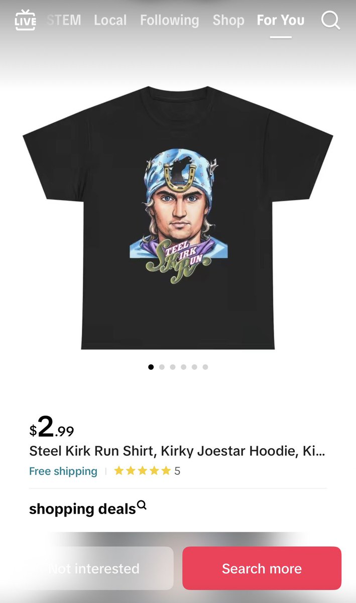 saltydkdan's tweet photo. Tik Tok won’t stop recommending me the Steel Kirk Run T-shirt https://t.co/JvAZd9cLec