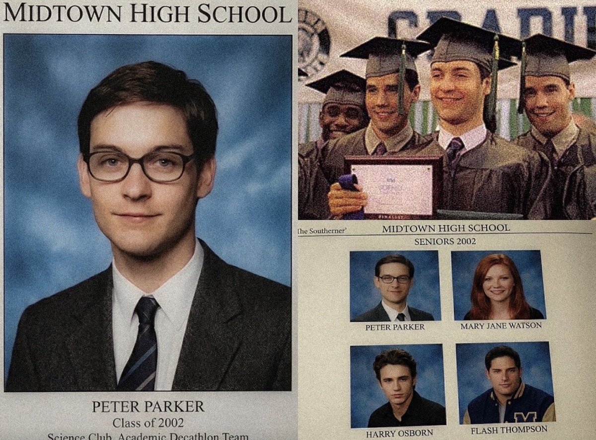 GothicHeros's tweet photo. Raimi’s Spider-Man (2002) captured that exact Midtown High yearbook energy 15 years earlier. https://t.co/842WA2gJOB