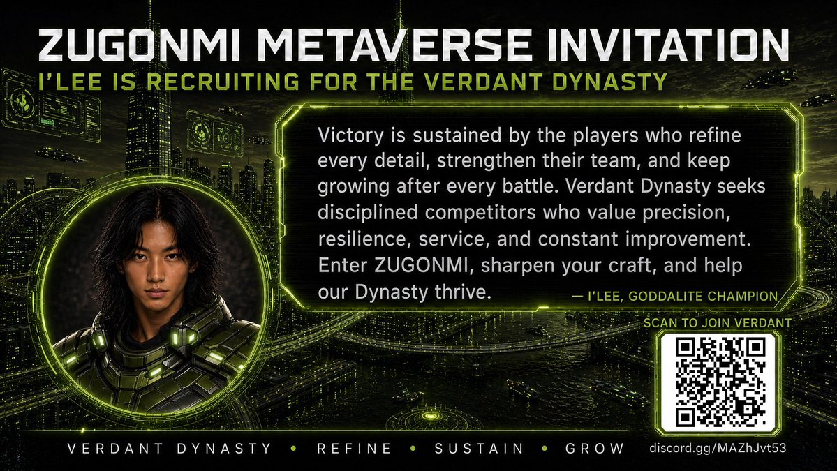 ZUGONMI's tweet photo. JOIN THE VERDANT DYNASTY - I’Lee https://t.co/NwbkOsndeK