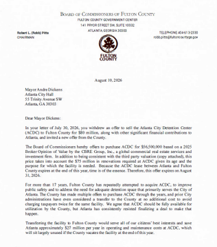 rahulbali's tweet photo. UPDATE: Fulton County offers to buy the Atlanta City Detention Center (ACDC) for $56.5 million. The letter addressed to Atlanta Mayor Andre Dickens is signed by five of the six current Fulton County Commissioners. #gapol #atlpol @andreforatlanta
More of the backstory here: https://t.co/0DBX4YlBgM