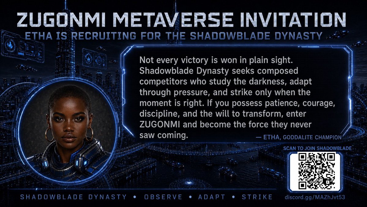 ZUGONMI's tweet photo. JOIN THE SHADOWBLADE DYNASTY - Etha https://t.co/2xeYuYkiTw