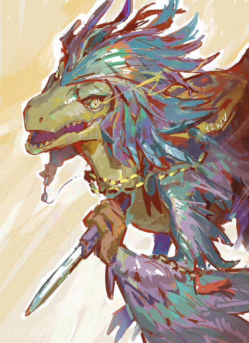 42WV_'s tweet photo. dinosaur with a knife https://t.co/y7O3q1kUcx