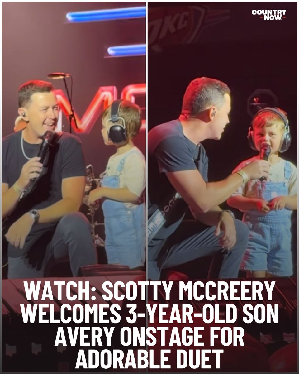 CountryNow's tweet photo. .@ScottyMcCreery had the sweetest duet partner by his side when his 3-year-old son, Avery, joined him onstage for “Cab In A Solo” during a show in Oklahoma City. 🥹🎤💙 https://t.co/Gtx2MGTXw7 https://t.co/3yPX9jQfmF