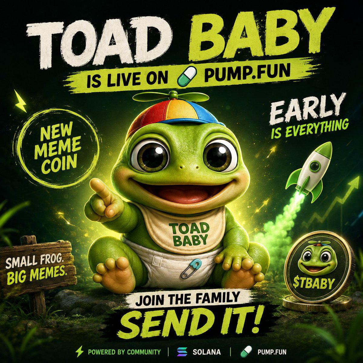 cryptometrig's tweet photo. ⚡ THE BABY HAS ARRIVED.
$TBABY is live on https://t.co/o4IqoiQgHY.
CA: 5YSe2MdYPJRjsCnbziyoEB4H75cPvXpnEu6X4CJ1pump
Early. Early. Early. 🐸

#TOADBABY #TBABY #PumpFun #Solana #MemeCoin #Crypto #Memecoin #ToadPepe #SolanaMemes #CryptoTwitter 🐸🚀 https://t.co/zcM8PlZcrq