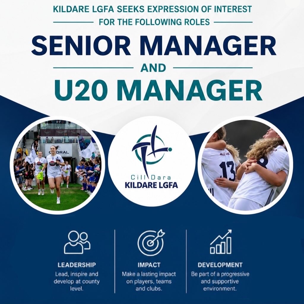 KildareLGFA1's tweet photo. Due to the high number of expressions of interest for our inter-county management roles, this is a final reminder that completed application forms must be received by this Wednesday 12th August at 5pm for ALL roles.

Request an Application Form here - https://t.co/A5Oh9vJImB https://t.co/O2kzSANz1l