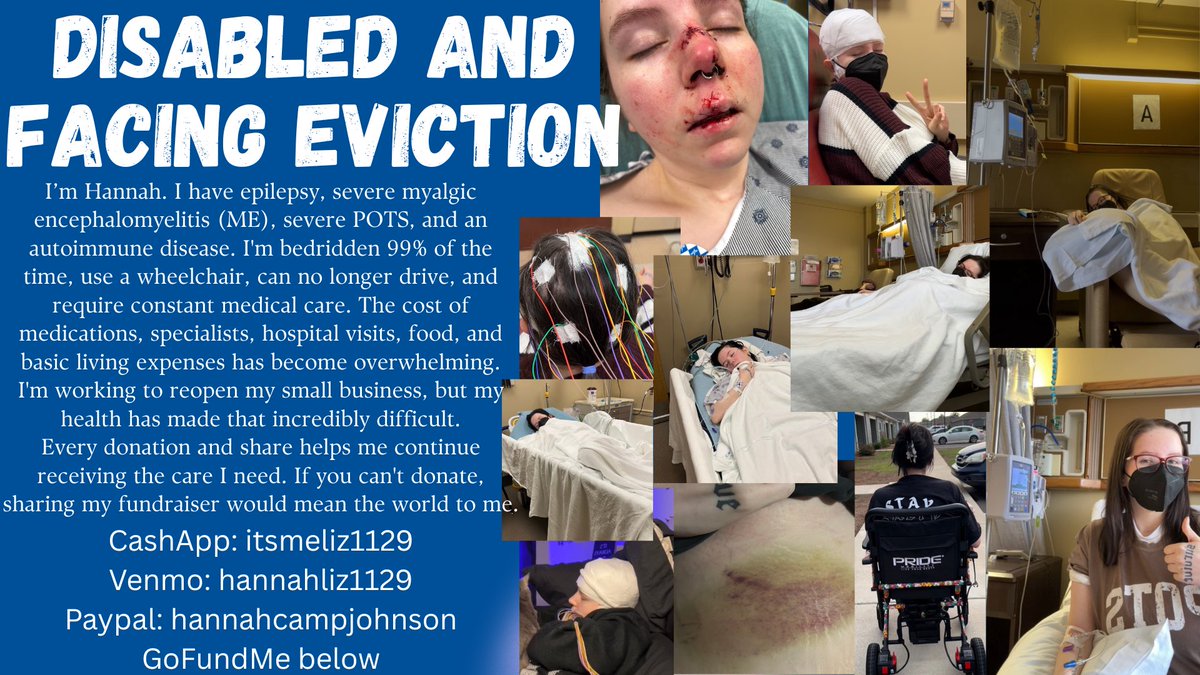 spoonfulofhan's tweet photo. I AM DISABLED AND FACING EVICTION! I am bedridden and cannot survive without a home and medical care. I am trying so hard, but I’m failing. PLEASE help get this seen. 

CashApp: itsmeliz1129
Venmo: hannahliz1129
Paypal: hannahcampjohnson
GFM below! https://t.co/b1eSLASnhX
