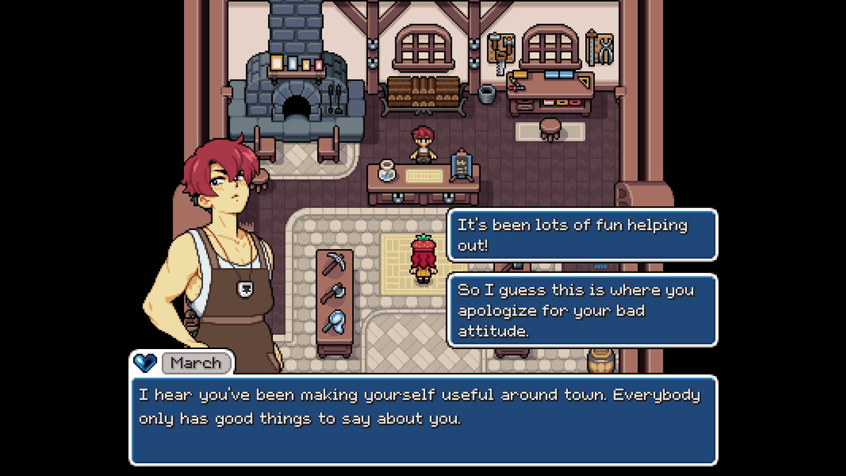 CherryTheVtuber's tweet photo. Always choosing the answers that put March in his place 

#FieldsofMistria https://t.co/YtHDYgjjxm