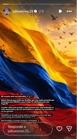 delpynews's tweet photo. ▶️ “MI CORAZÓN ESTÁ CON COLOMBIA” |🇨🇴❤️

El albirrojo Julio Enciso envió un emotivo mensaje al pueblo colombiano tras el devastador terremoto de magnitud 7,4.

🗣️ “Mucha fuerza para todas las familias que hoy están pasando momentos tan difíciles y para todos los afectados por esta tragedia”, escribió.

❤️ Enciso también compartió el pedido de ayuda y donaciones de la Alcaldía de Medellín ante la emergencia.

📄Vía julioenciso.33 (Instagram)