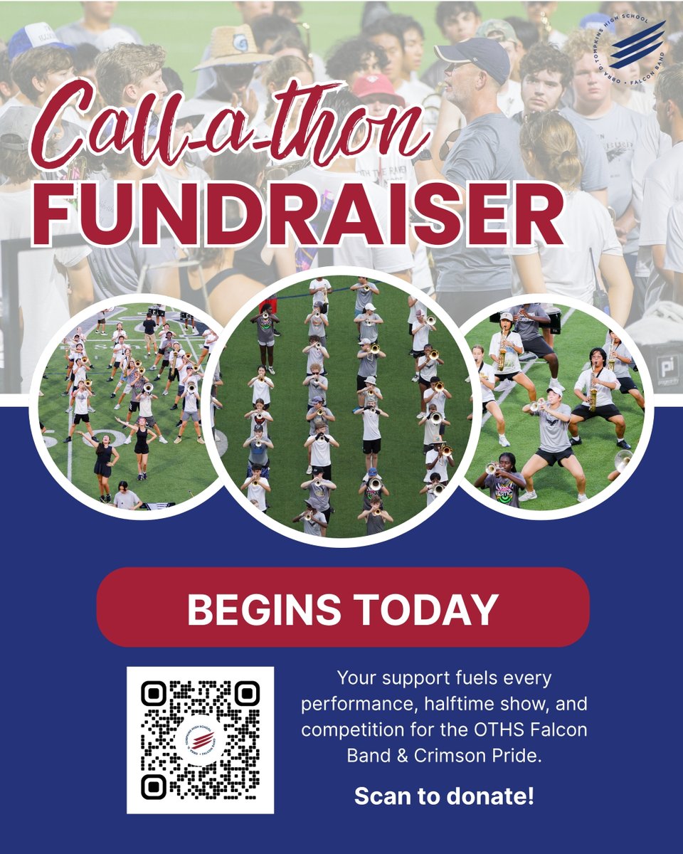 othsbandtweet's tweet photo. π OTHS Falcon Band Call-A-Thon launches Monday! π¦
π
Weβre turning to our Katy community to help fund uniforms, travel & equipment! If we hit $75K, the kids win a full-band Flix movie theater takeover! πΏπ¬
Expect a call next week, Falcons! π·
#OTHSBand #KatyTX #FalconPride https://t.co/2PnbsYUtR4