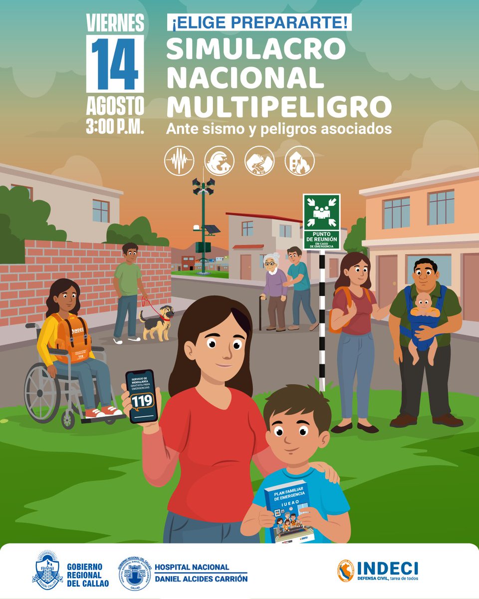 HospitalCarrion's tweet photo. 🚨 ¡La prevención es tarea de todos!

El Hospital Nacional Daniel Alcides Carrión del Callao se suma al II Simulacro Nacional Multipeligro 2026, una oportunidad para fortalecer nuestra preparación y poner en práctica las acciones que debemos seguir frente a una emergencia. (1/2) https://t.co/cp2BW5BotY