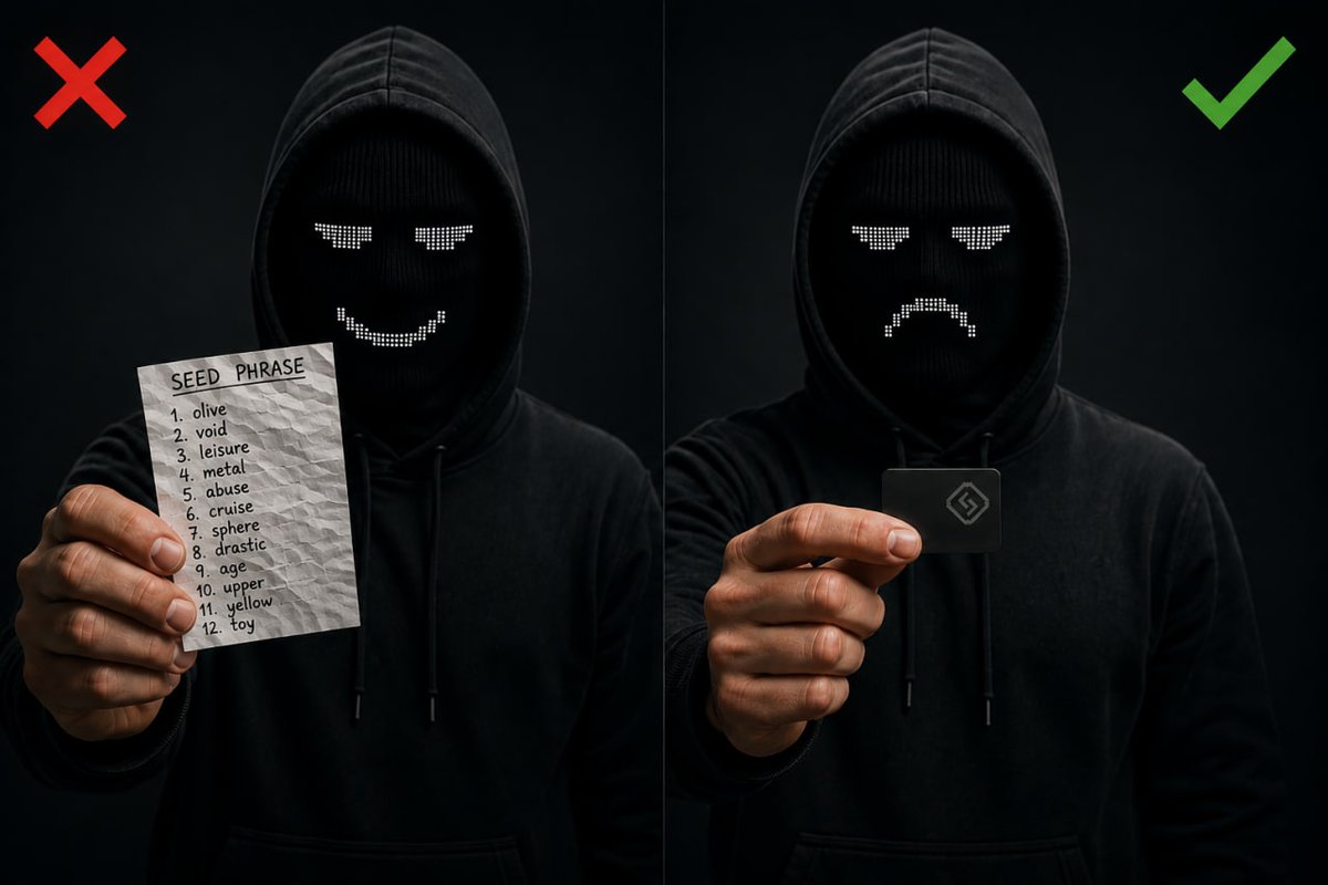 era_wallet's tweet photo. Someone finds your paper seed → your funds are exposed.

Someone finds your ERA Recovery Card → you've lost a card, not your wallet. https://t.co/tbqOkpLqas