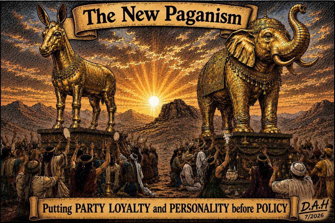 CassandraCurse_'s tweet photo. THE NEW PAGANISM: PUTTING PARTY LOYALTY AND PERSONALITY BEFORE POLICY🚨

Do you agree? Comment below👇

Check out more cartoons like these at https://t.co/IrZts1VqdV

#nonpartisan #politicalcommentary #cartoons https://t.co/noiWwdJF3S