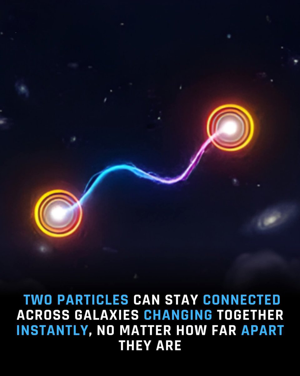 NightSkyNow's tweet photo. Quantum entanglement is one of nature’s most haunting mysteries proof that the universe might be more unified than we can imagine. When two particles are created together, they share a single quantum state. No matter how far apart they drift, even light-years away, a change in one instantly affects the other. To Einstein, this was impossible yet experiments continue to confirm it’s real.

This strange bond seems to ignore the speed limit of light, suggesting that at the deepest level, space and distance may be illusions. The universe behaves like one continuous fabric, not a collection of separate objects. Every flicker of energy and every act of observation is a thread tugging on that cosmic web.

Entanglement blurs the line between “here” and “there,” “you” and “me.” It whispers that perhaps everything from atoms to galaxies is already connected, sharing one hidden heartbeat through the quantum field.

Sources: NASA, CERN, Max Planck Institute for Quantum Optics