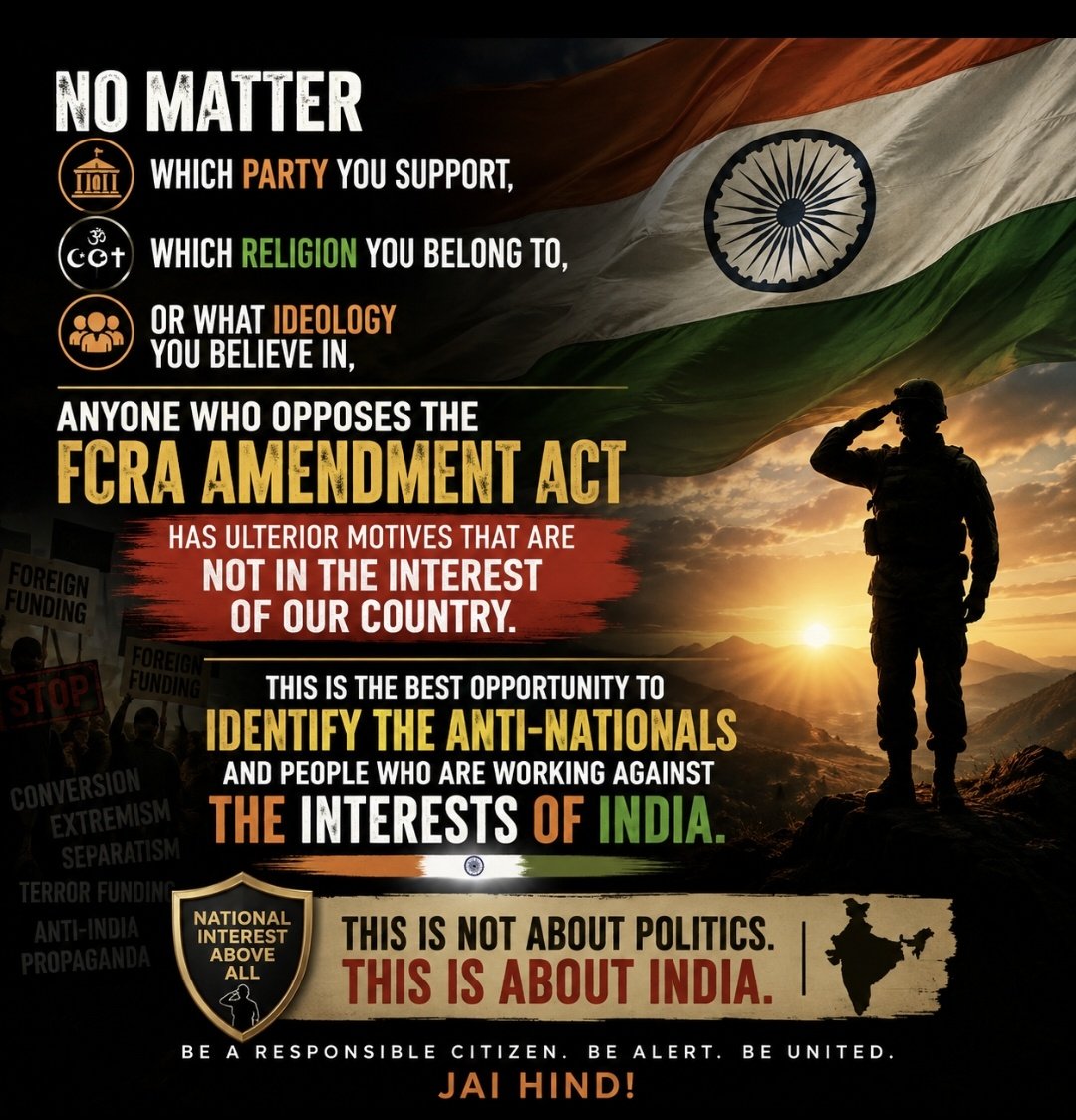 maddysuraj's tweet photo. #FCRA #FCRAAmendment #ForeignFunding #NationalInterest #NationalSecurity #IndiaFirst #IndianPolitics #IndianParliament #IndianDemocracy #Governance #Transparency #Accountability #PublicInterest #India #JaiHind https://t.co/asFBdKkVjh