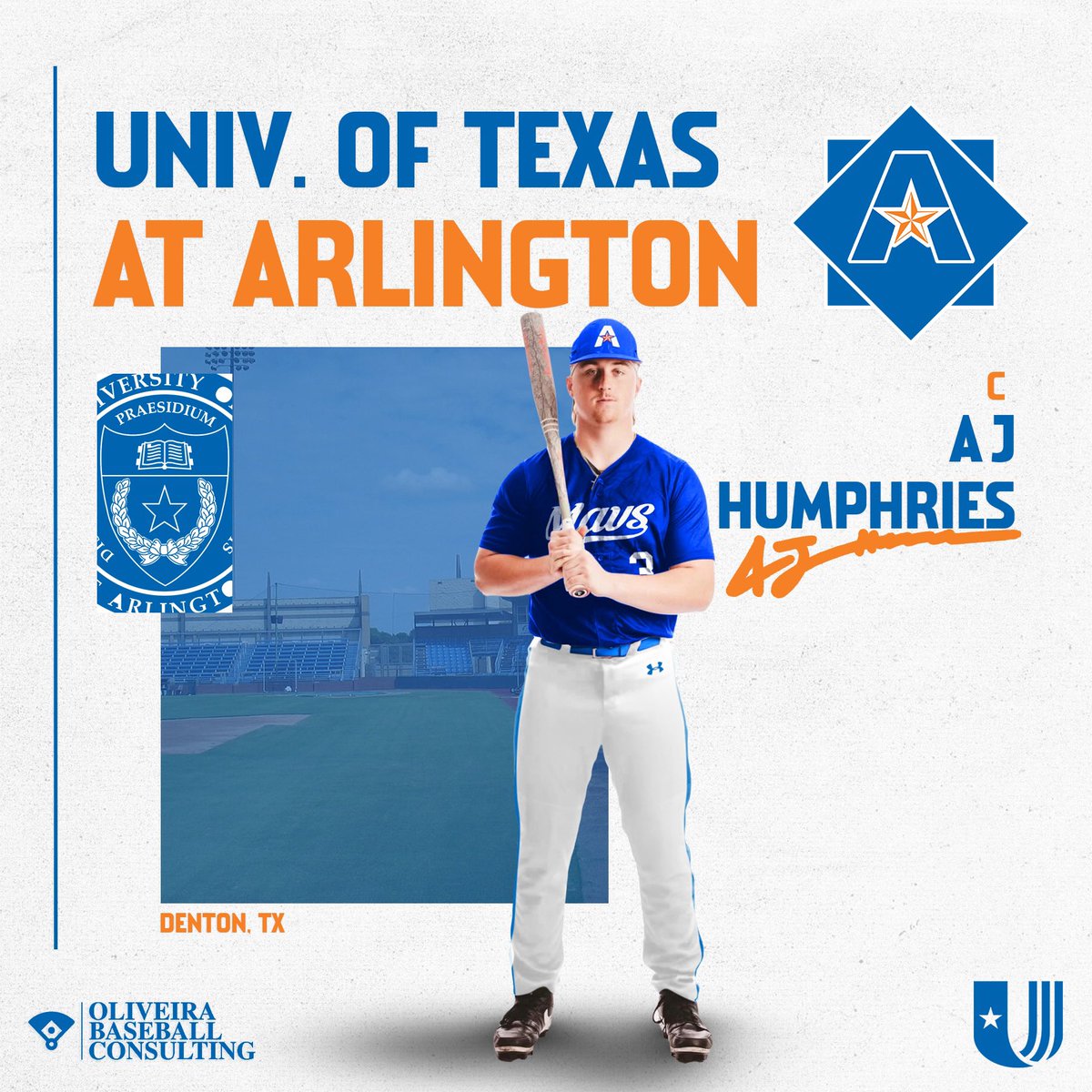 OBC_Recruits's tweet photo. Congrats to AJ Humphries on his commitment to University of Texas at Arlington. The Mavericks are keeping the talented backstop close to home. Excited for the Humphries family #UTA #BuckEm #UAC #Committed #OBC https://t.co/J3LnBaJr2B