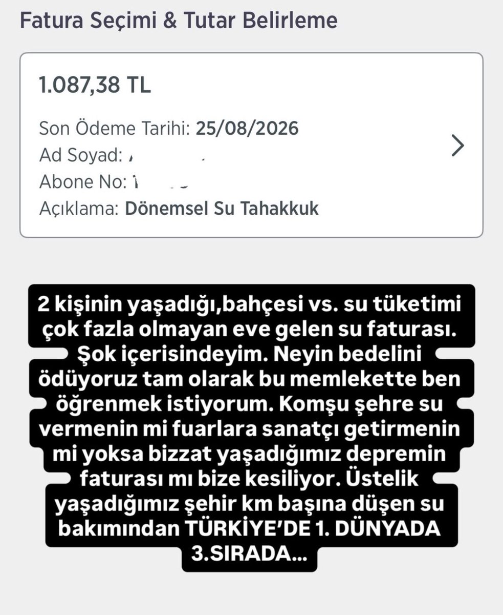TurkogluTv's tweet photo. 2 KİŞİLİK EVE 1.087 TL SU FATURASI: VATANDAŞ İSYAN ETTİ! https://t.co/y1ckNc8At4