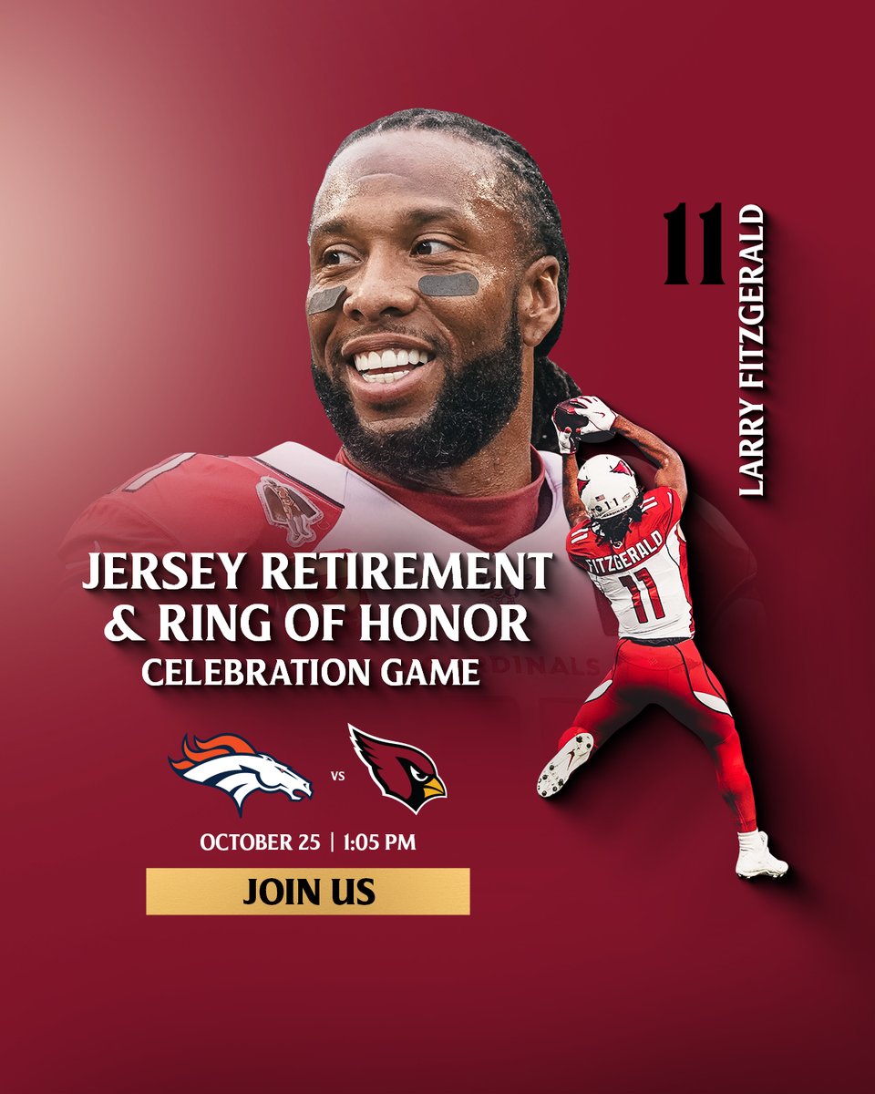 AZCardinals's tweet photo. #️⃣1️⃣1️⃣ Forever

10/25/26. Be there to celebrate a Legend. https://t.co/i3nrJ3zROo