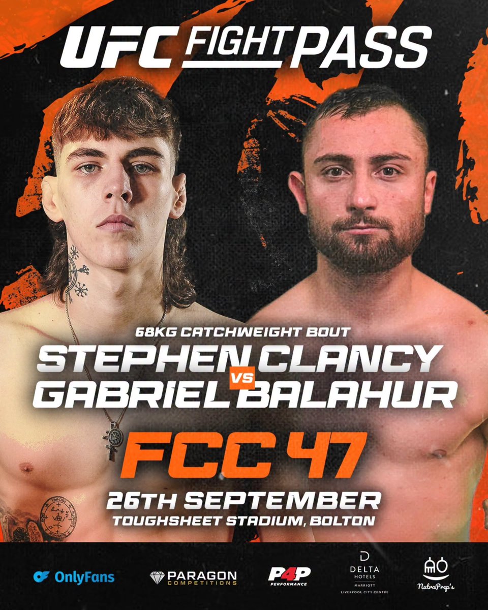 FCCMMA's tweet photo. ๐ง๐ต๐ฒ ๐ฐ๐ผ๐ ๐๐ฟ๐ฎ ๐๐ฒ๐ด๐ถ๐ป๐ ๐ท
One of the UK's brightest young prospects returns to the FCC cage.
Stephen Clancy makes his professional debut after an exceptional amateur career. Still just 19 years old, the former UK No.1 amateur featherweight and FCC Amateur Featherweight Champion turned professional with a perfect 9-0 amateur record.
Standing opposite him is Gabriel Balahur, who also makes his professional debut. He announced himself with a first-round stoppage in under two minutes during his amateur career and now looks to make an immediate impact in the paid ranks.
Who starts their pro career with a win? ๐ท
๐ท Saturday 26th September
๐ท Toughsheet Community Stadium, Bolton
๐ท Live on UFC Fight Pass