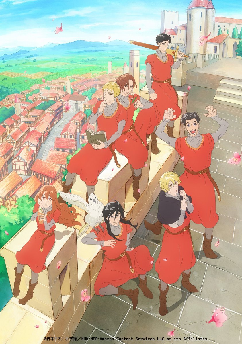 MangaMoguraRE's tweet photo. New Josei Fantasy TV ANIME "The Seven Knights of the Marronnier Kingdom" Visual Reveal

Date: Oct 3, 2026
Animation Studio: J. C. STAFF

Medieval Fantasy about seven brothers who are knights of a kingdom surrounded by seven other countries. They are sent to the different neighboring lands to improve the diplomatic relations.

Image © Iwamoto Nao, SHOGAKUKAN, NHK, NEP, Amazon Content Services LLC or its Affiliates