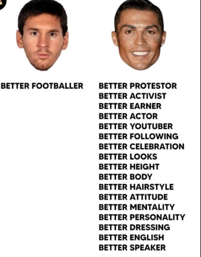 barca_supremacy's tweet photo. I thought the GOAT debate was about football
Or did it change? 😭😭😭 https://t.co/TPbK9LqdRh