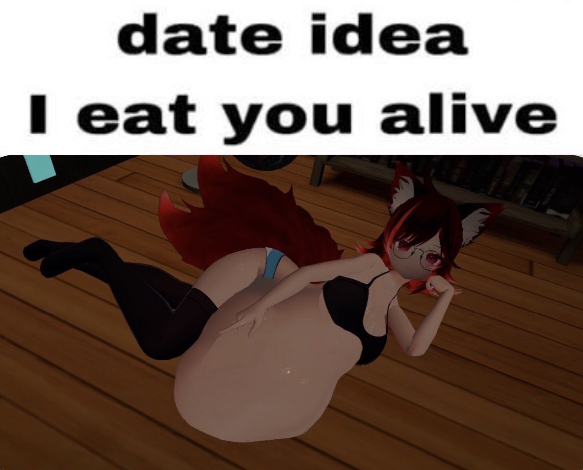 KatieTheVoreFox's tweet photo. Date idea, I eat you alive~
#vore https://t.co/DcCsDO7RCY