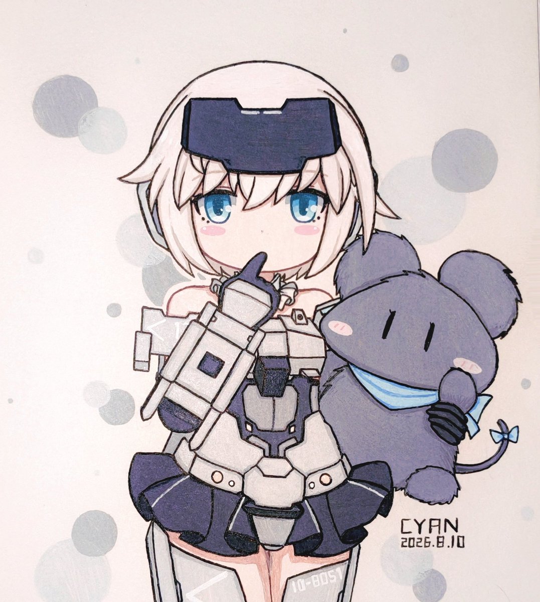 Cyan123520's tweet photo. 以第二张图为灵感，只不过把鼠鼠画小了点。可爱捏(⸝⸝⸝>`﹏ˊ<⸝⸝⸝)
#フレームアームズ・ガール 
#FAガール #轟雷 https://t.co/gEfhI6ujgX