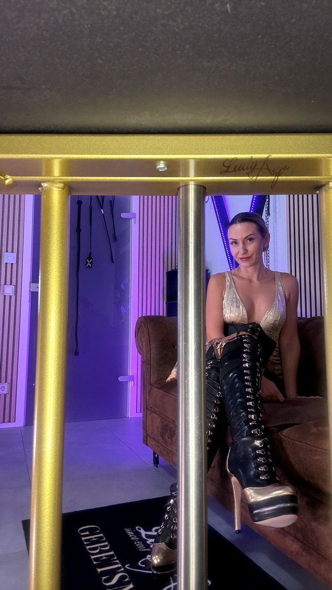 herrin_ladyanja's tweet photo. Du wolltest mir näher sein?! Jetzt kniest du sogar in meinem goldenen Käfig und darfst von dort aus zu mir aufsehen. Die Aussicht ist ausgezeichnet... 😏🔒✨ https://t.co/pgM9jgFYb4