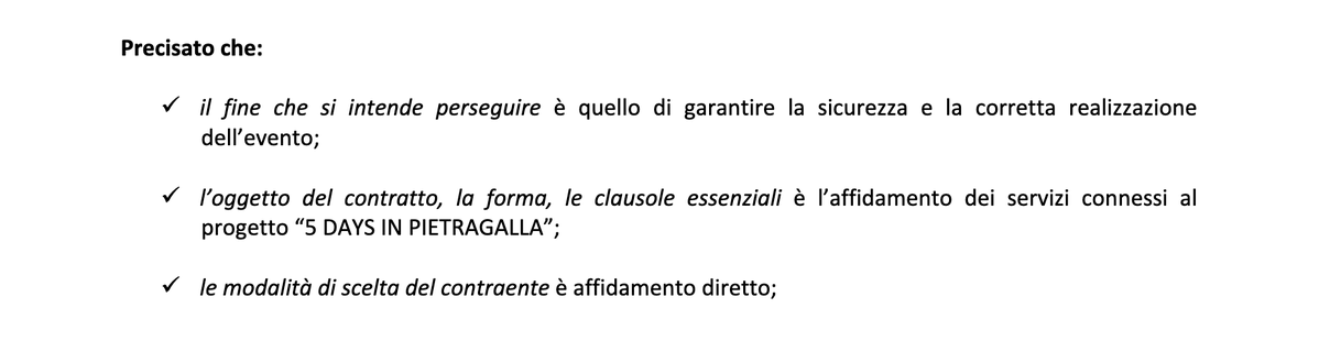 larefola's tweet photo. Determina del 14/07/2026: affidamento e impegno spesa per l’organizzazione dei servizi connessi al progetto “5 DAYS IN PIETRAGALLA” (importo € 20.000). https://t.co/5mfKQlEKkF https://t.co/YChe4WFNdF