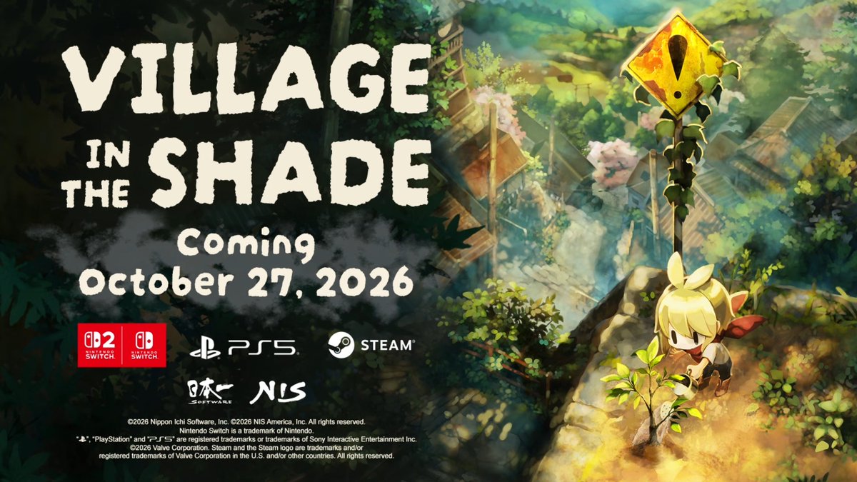 KaroshiMyriad's tweet photo. NIS America announced that hand-painted farming simulator "Village in the Shade" will release in English on October 27 for Switch 1/2, PS5, and Steam.

The game recently sold over 150,000 copies in Japan in less than 2 weeks after release, selling out of physical copies in stores.

Story: Welcome to Kagatsu, a Japanese mountain village with plenty of secrets. In this brand-new, hand-painted farming sim, you'll plant crops, customize your homestead, and befriend a cast of intriguing characters.

Relax by the brook, watch the cherry blossoms with your neighbors, or take a stroll through town. With so many ways to relax, you're sure to feel right at home.

Just make sure to follow a few simple rules: don't talk to strangers, don't leave the village, and, whatever you do, don't go out at night.

Trailer: https://t.co/qkwKve7PKF
Trailer (Sunshine Version: https://t.co/IrRODPXUIl
#VillageintheShade #ほの暮しの庭
