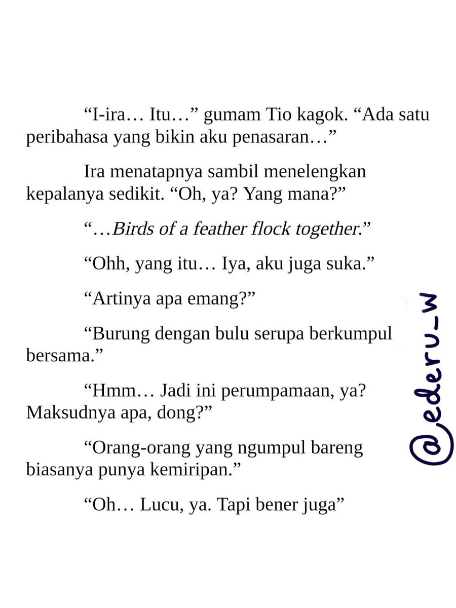 ederu_w's tweet photo. Lanjut spill novel yang lagi kugarap

Potongan dari bab 3

#novel #original #romance #teenlit #drama https://t.co/gLXeHYvlbl