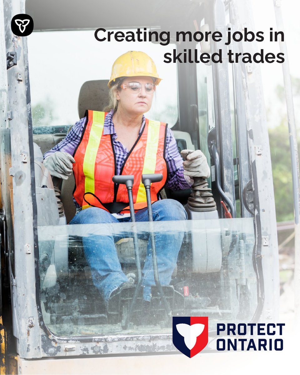 paulvickersmpp's tweet photo. Ontario will need more than 400,000 workers to fill skilled trades job openings over the next decade. That’s why we’re making record investments to help more workers train, upskill and prepare for today’s jobsites.

As part of the government's plan to protect Ontario, the province is helping more workers gain the skills needed to land rewarding careers in the skilled trades and ensure Ontario has the workforce it needs to build the homes, highways, hospitals, schools and critical infrastructure the province needs.