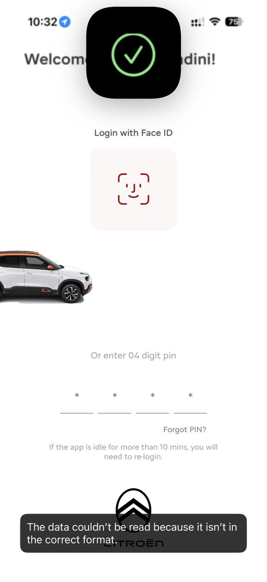 chaitanyapottam's tweet photo. @CitroenIndia Just shared the image if in case you guys are still figuring out when and how to reproduce the issue. So far no one has contacted me from Citroen. Just check the time 10:32PM. 😊 https://t.co/LWaTznM1XT