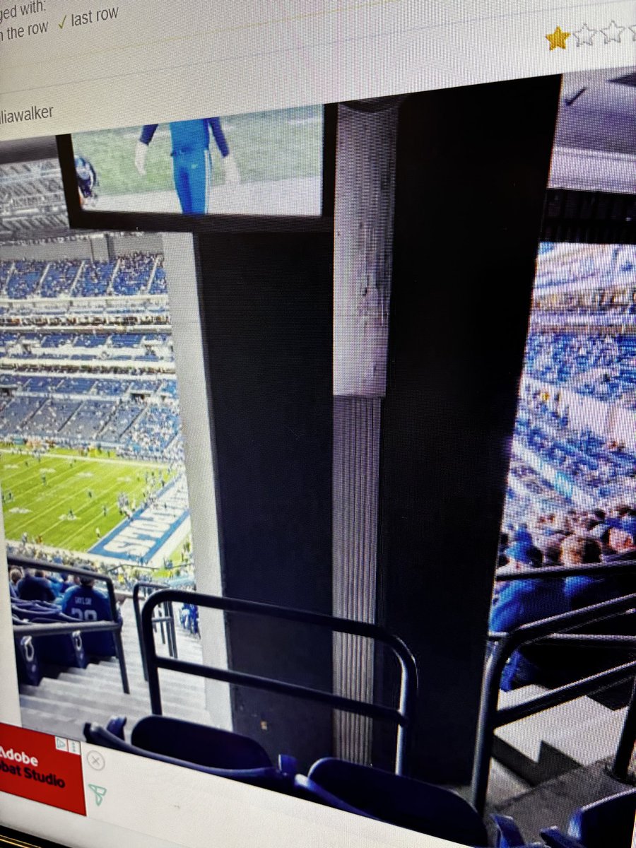 spcarroll19's tweet photo. I will not stand for the slander of the new stadium. I went on a dive using a view from my seat. Most modern nfl stadiums have some obstructed view seats. Here are some of the worst offenders I’ve found. I’m sure there’s more.  #billsmafia https://t.co/eG6sft1ehN
