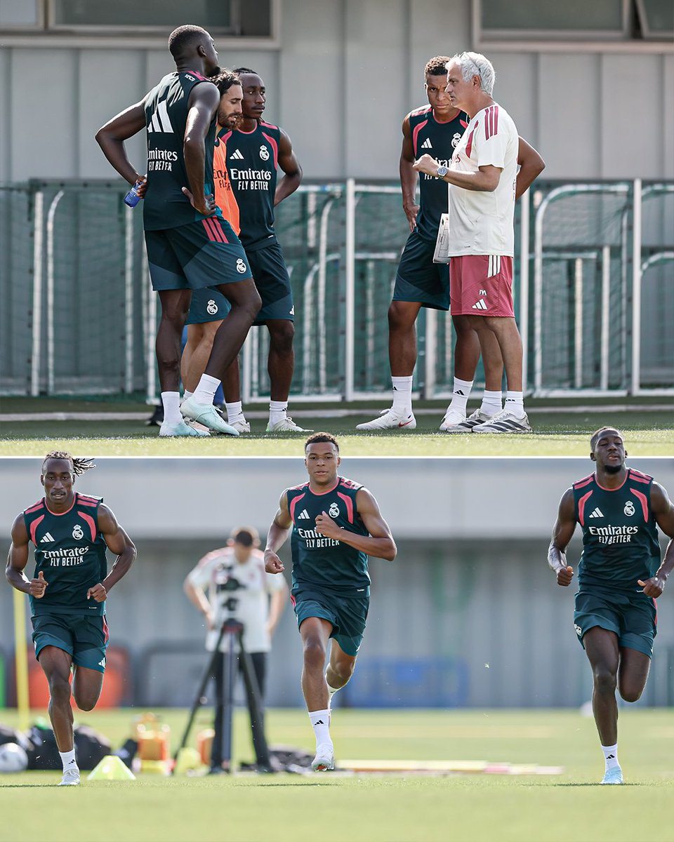 ESPNFC's tweet photo. Kylian Mbappé back in training with his new teammates 😈 https://t.co/PZXaIKryP7