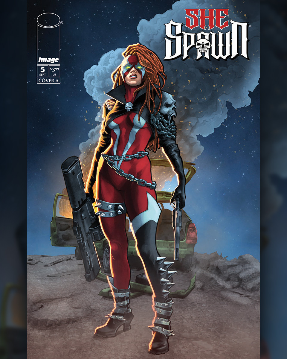 McFarlaneComics's tweet photo. SHE-SPAWN #5 (of 5) 🔥 ...MINISERIES FINALE!!
Here it is—the shocking conclusion of this epic story. She-Spawn is starting to feel the immensity of the task she was charged with. If the child dies, so could the world. But what does that mean for Jessica’s own daughter?
Final order cutoff is TODAY! On shelves 9/2.

Cover A & B Artist: Thaddeus Robeck
Writer: @GailSimone 
Artist/Inker: Ig Guara
Colorist: @rnugentcolors
Letterer: AndWorldDesign

#shespawn #spawn #comicart #comics @imagecomics @todd_mcfarlane