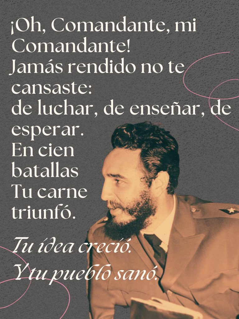 CNECALMECAC's tweet photo. #FelizLunes ⛅️✨

Les compartimos un párrafo de la poesía “Oh comandante” dedicado a Fidel Castro quien dedicó su vida a la revolución cubana 🇨🇺👊🏻❤️ https://t.co/izJnQLVbOc