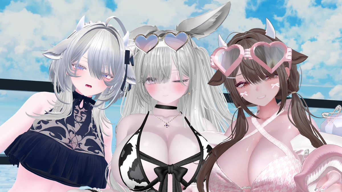 mikaQQQ_vrc's tweet photo. おはようございます🌞
昨晩は #ナデミル 第5回営業日でした🐄

水着回ということでお店も夏の装いに🌴どこを見ても水着で溢れていてとても素敵な時間を過ごせました😊

今回はなでスペースも賑わっていてとっても癒されました✌✌

本日もご来店ありがとうございました✨
また来てね～👋 https://t.co/XeTMq3I5AO