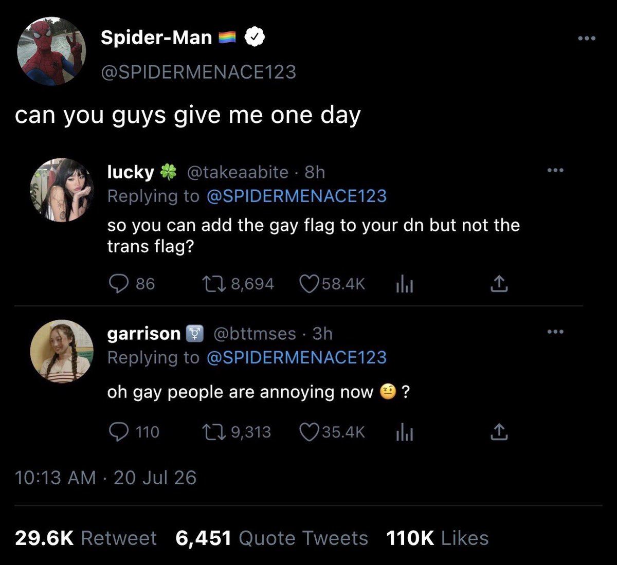 youwantmeout's tweet photo. BREAKING: Spider-Neil cancelled on Twitter for homophobia https://t.co/xkeDjKuuYn