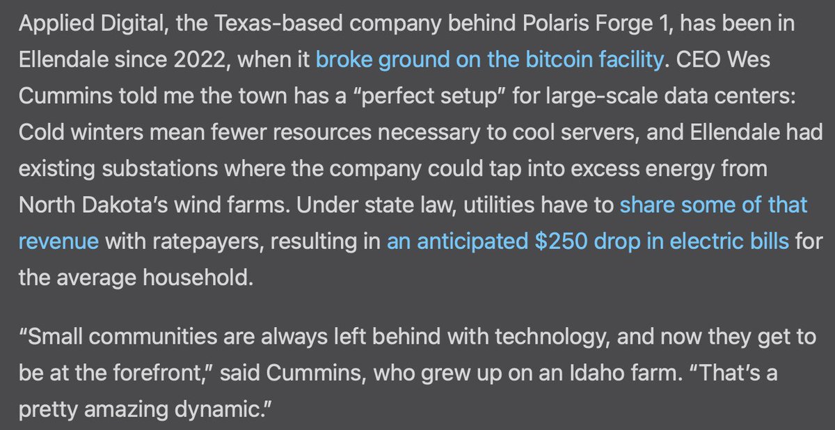 BryceTheNoble's tweet photo. This sums up the data center conversation perfectly.

A closed-loop data center in North Dakota is creating wealth for thousands of people, lowering electric bills, and flooding the local government's coffers...so they passed a moratorium.🙃
https://t.co/gPCwaQam8u https://t.co/89tKGDKjSH