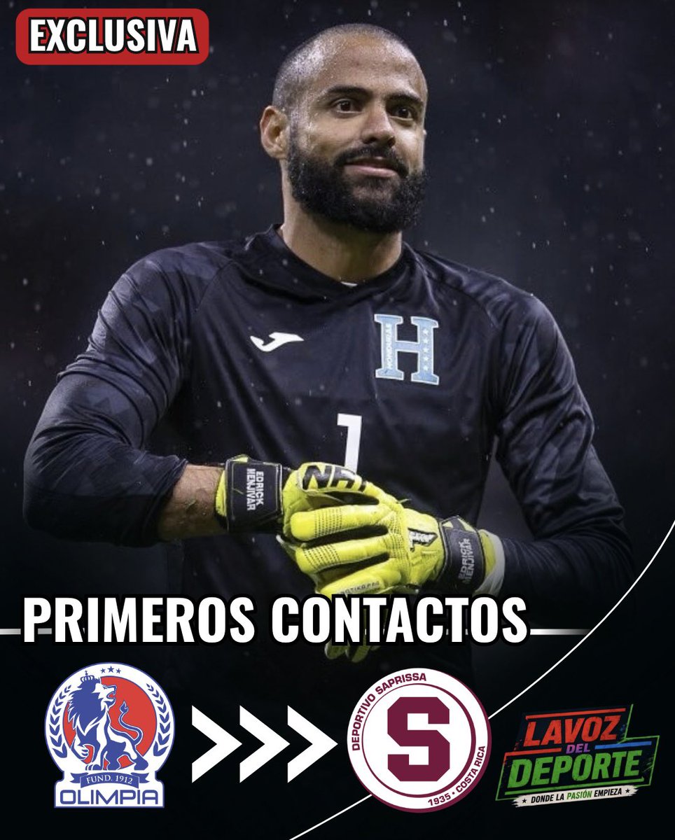 AlvaroDLaRocha's tweet photo. 💣 EXCL: Deportivo Saprissa ha establecido los primeros contactos oficiales para abordar el fichaje de Edrick Menjívar.

‘Los Morados��� tienen al guardameta como objetivo principal para reforzar el arco de cara a 2027 y ya preguntaron por sus pretensiones económicas.

El arquero titular de la Selección de Honduras finaliza contrato con Club Olimpia Deportivo en diciembre. 🇭🇳🇨🇷