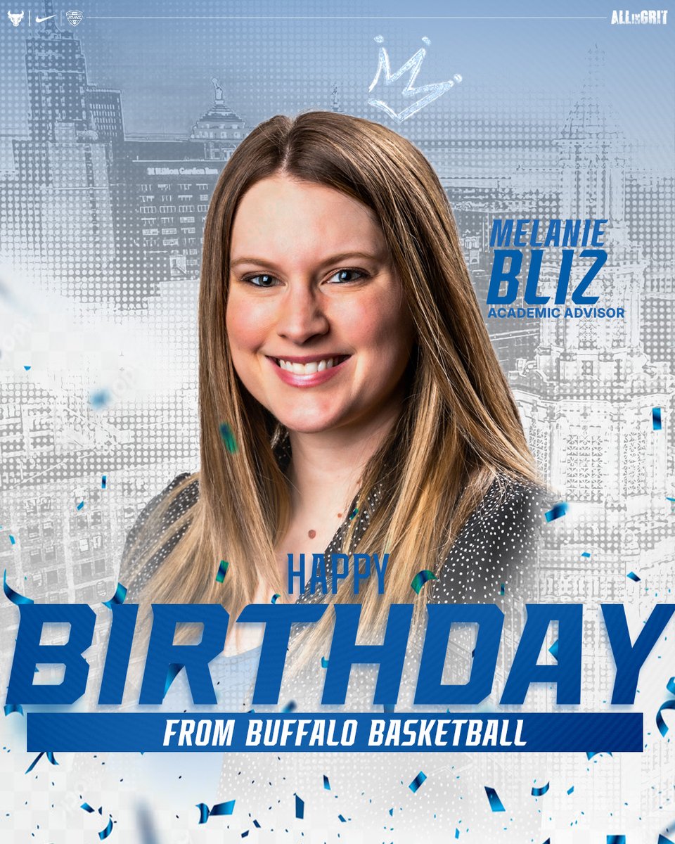 UBuffaloMBB's tweet photo. Happy Birthday to our academic advisor, Mel!
#UBhornsUP🤘 #ALLinGRIT https://t.co/3azy0PNsHW