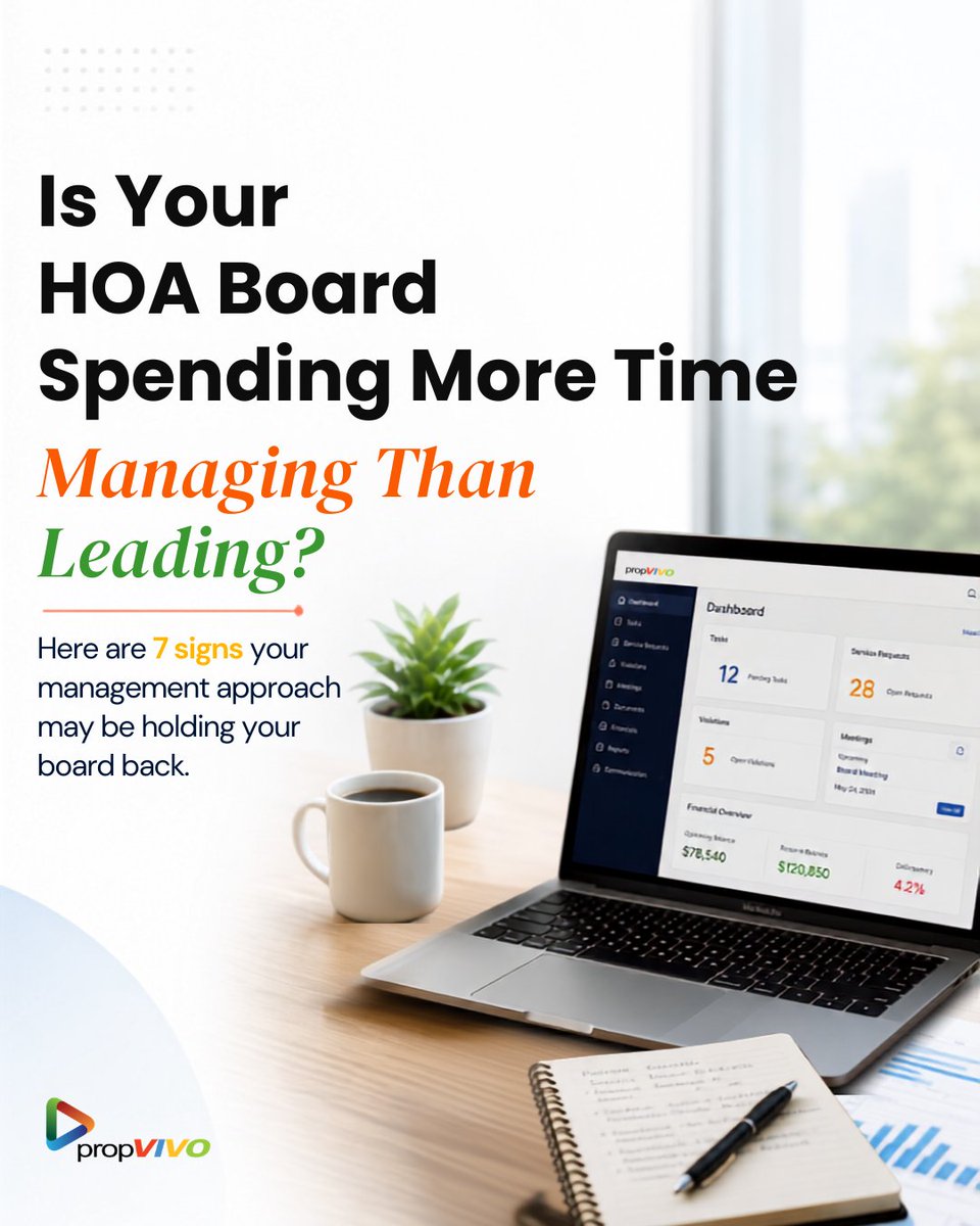 propvivo's tweet photo. Managing or leading? Which one is your HOA board doing?
7 signs may show it’s time to rethink your management approach.
Explore the solutions and discover a smarter way to manage with propVIVO and focus on leading. https://t.co/ptUt075KZc