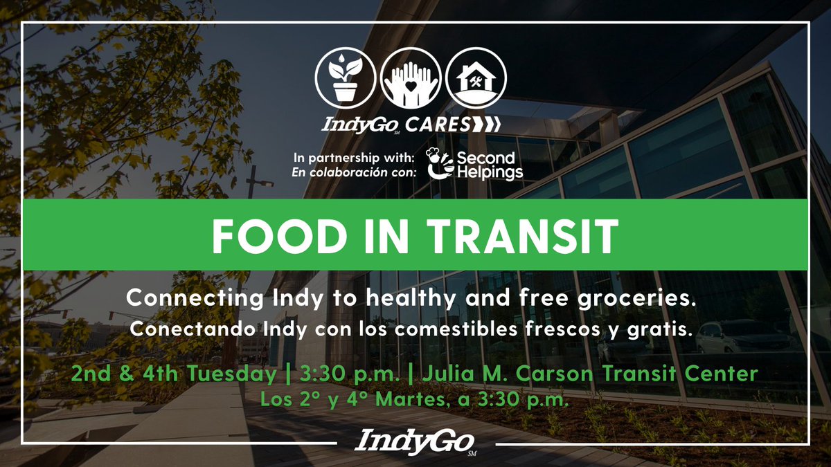 IndyGoBus's tweet photo. Tomorrow is the second Tuesday of the month (but who is counting?)! Ride down to the CTC for free healthcare services, vaccines and food. 

These IndyGo Cares programs are only made possible with help from our partners, @Gennesaret, @Marion_Health and @SecondHelpings. https://t.co/JZ0EJjTmhy