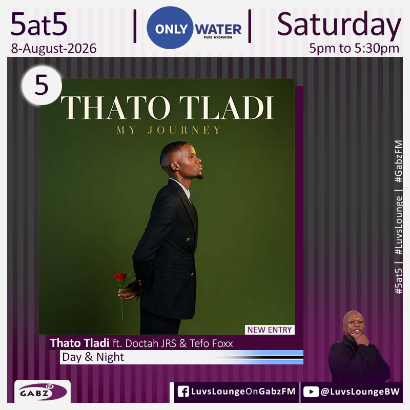 kaone_bw's tweet photo. #5at5 no.5 Thato Tladi ft. Doctah JRS &amp; Tefo Foxx-Day &amp; Night🇧🇼

#LuvsLounge #OnlyWater #PureHydration @Gabz_FM https://t.co/k5IlTyRz2F
