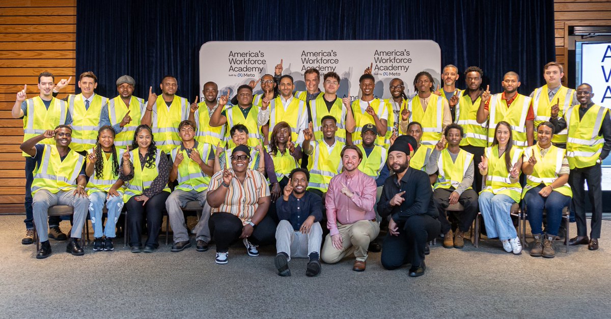 AmerWorkAcademy's tweet photo. The first graduating class of America's Workforce Academy is here! 🎓

In 4 weeks, they earned a credential and the skills to build the infrastructure powering American AI — so they are job site ready.

Congrats, Indianapolis &amp; Columbus grads! 👉 https://t.co/mRzAuIeocG https://t.co/HIgw7pXEET